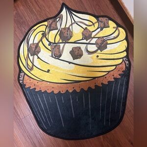 Cupcake Shaped Rug with Yellow Frosting Design • 2 x 2.3ft